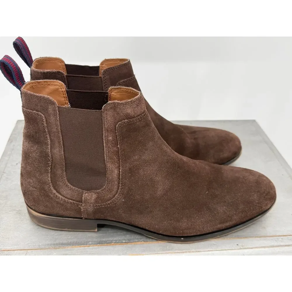 Ben Sherman Brown Suede Chelsea Leather Boots Men's Size 11 Casual Dress Ankle